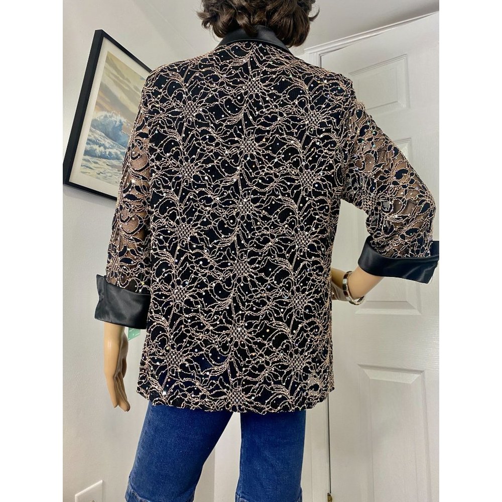 R & M Richards NEW‎ tank shirt jacket lace sparkle sequin Size 14 - Picture 10 of 13